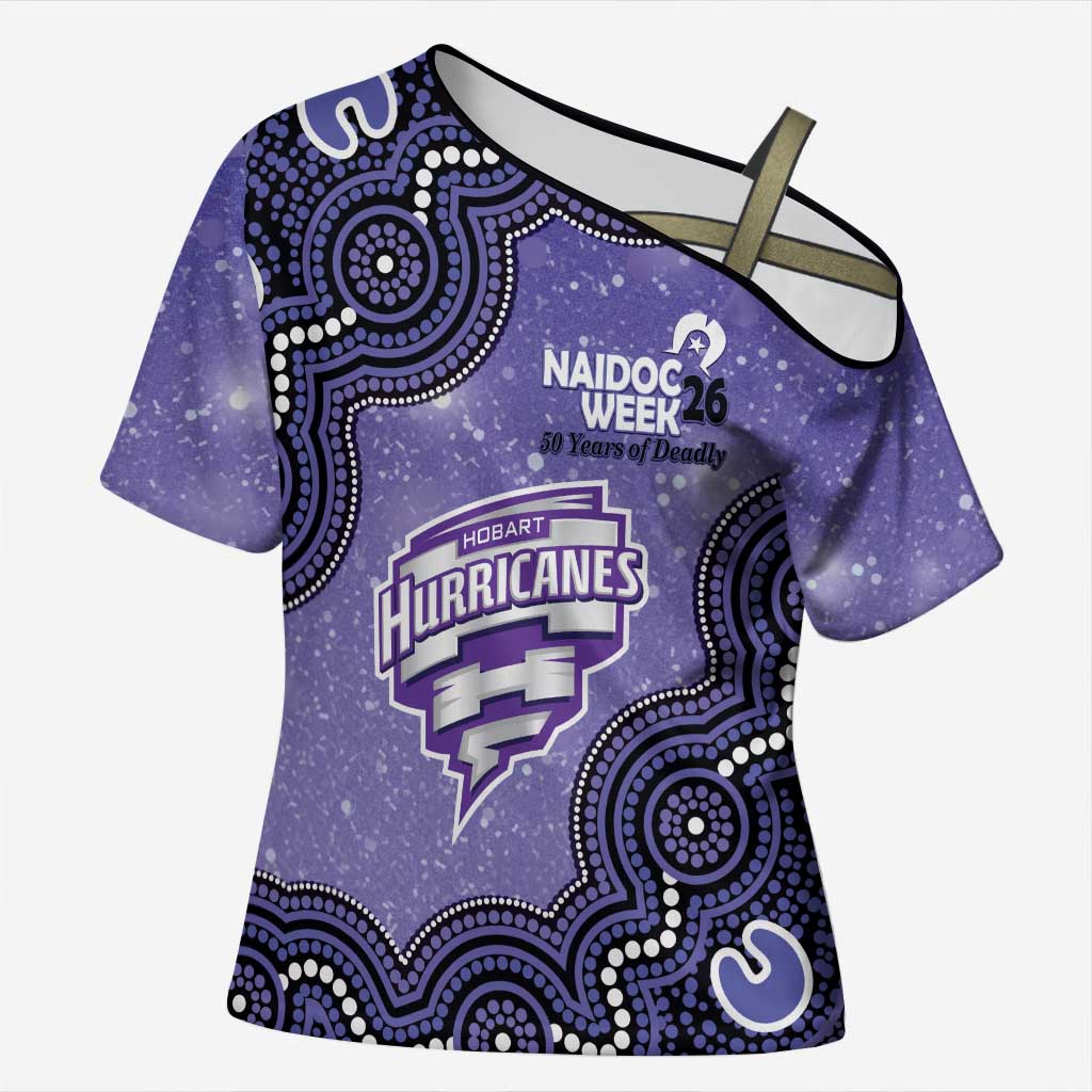 Hobart Hurricanes NAIDOC Week 2026 Custom Cross Shoulder Shirt 50 Years Deadly Indigenous Art Glitter Effect