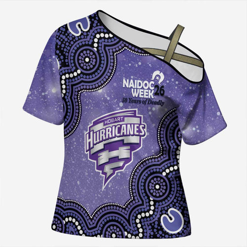 Hobart Hurricanes NAIDOC Week 2026 Custom Cross Shoulder Shirt 50 Years Deadly Indigenous Art Glitter Effect