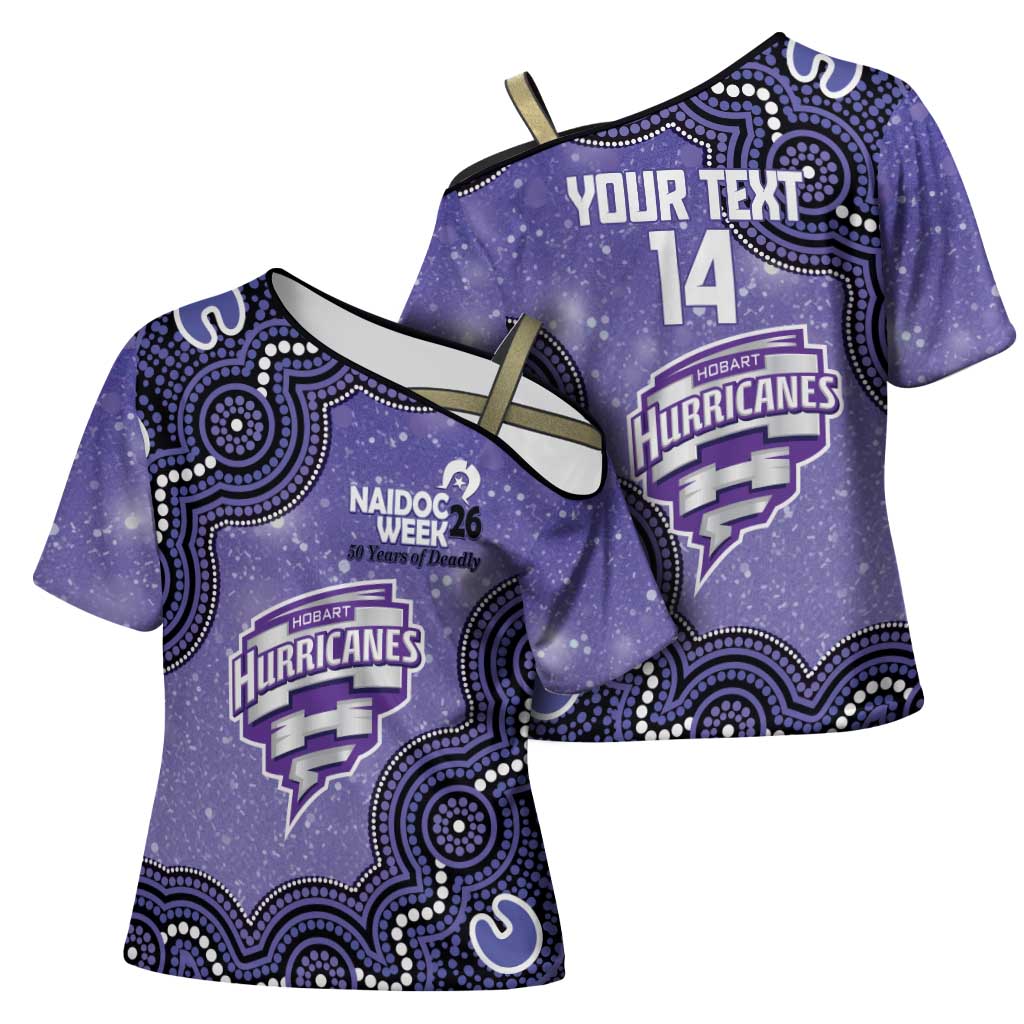 Hobart Hurricanes NAIDOC Week 2026 Custom Cross Shoulder Shirt 50 Years Deadly Indigenous Art Glitter Effect