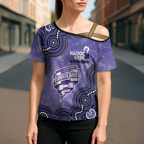 Hobart Hurricanes NAIDOC Week 2026 Custom Cross Shoulder Shirt 50 Years Deadly Indigenous Art Glitter Effect