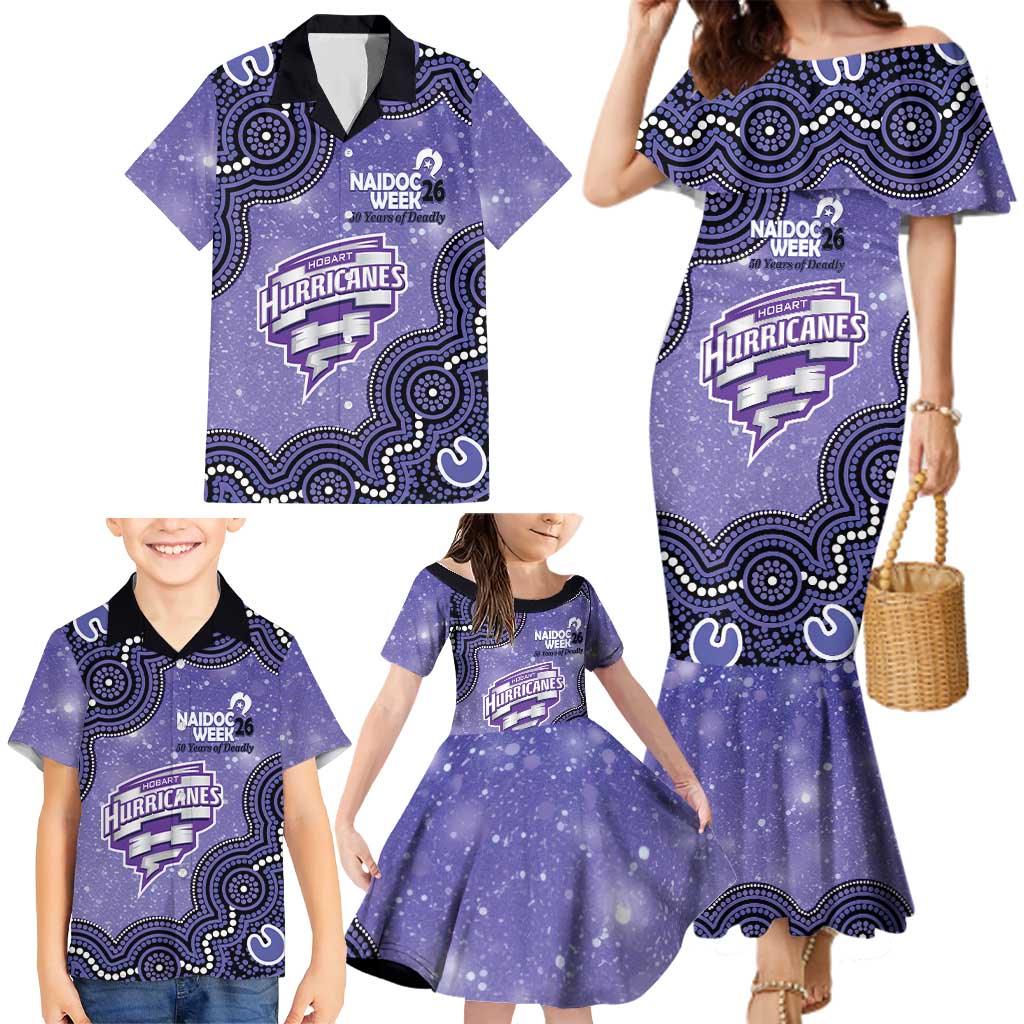 Hobart Hurricanes NAIDOC Week 2026 Custom Family Matching Mermaid Dress and Hawaiian Shirt 50 Years Deadly Indigenous Art Glitter Effect