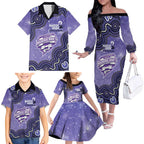 Hobart Hurricanes NAIDOC Week 2026 Custom Family Matching Off The Shoulder Long Sleeve Dress and Hawaiian Shirt 50 Years Deadly Indigenous Art Glitter Effect