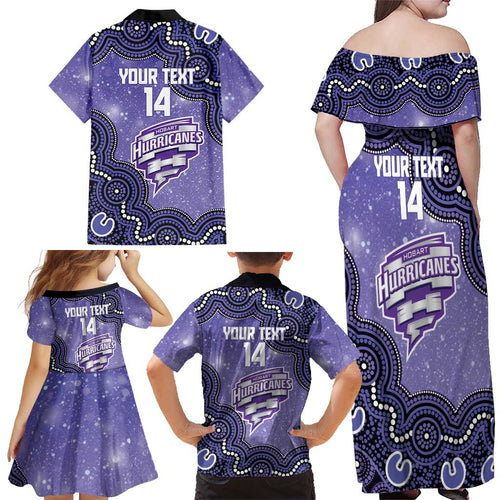 Hobart Hurricanes NAIDOC Week 2026 Custom Family Matching Off Shoulder Maxi Dress and Hawaiian Shirt 50 Years Deadly Indigenous Art Glitter Effect