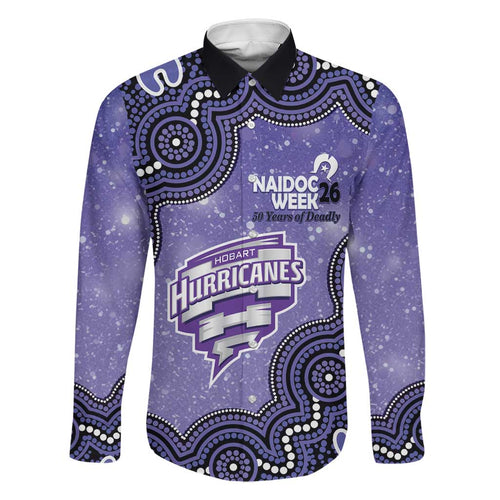 Hobart Hurricanes NAIDOC Week 2026 Custom Family Matching Off Shoulder Maxi Dress and Hawaiian Shirt 50 Years Deadly Indigenous Art Glitter Effect