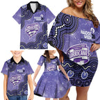 Hobart Hurricanes NAIDOC Week 2026 Custom Family Matching Off Shoulder Short Dress and Hawaiian Shirt 50 Years Deadly Indigenous Art Glitter Effect