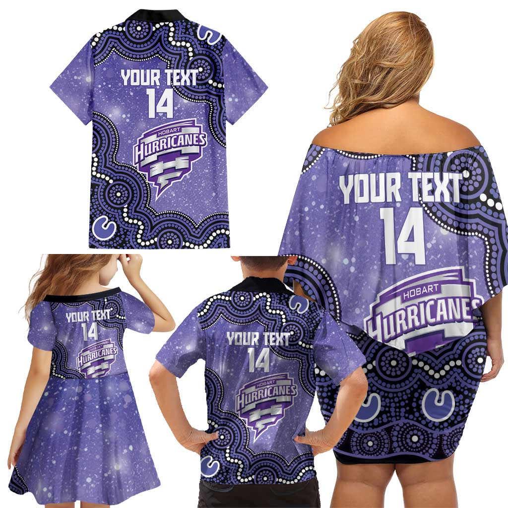 Hobart Hurricanes NAIDOC Week 2026 Custom Family Matching Off Shoulder Short Dress and Hawaiian Shirt 50 Years Deadly Indigenous Art Glitter Effect