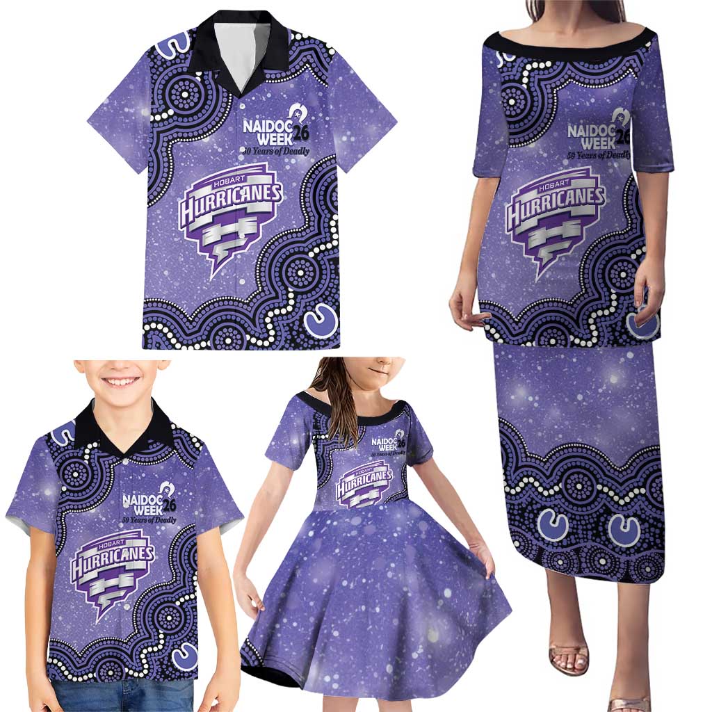 Hobart Hurricanes NAIDOC Week 2026 Custom Family Matching Puletasi and Hawaiian Shirt 50 Years Deadly Indigenous Art Glitter Effect