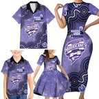 Hobart Hurricanes NAIDOC Week 2026 Custom Family Matching Short Sleeve Bodycon Dress and Hawaiian Shirt 50 Years Deadly Indigenous Art Glitter Effect