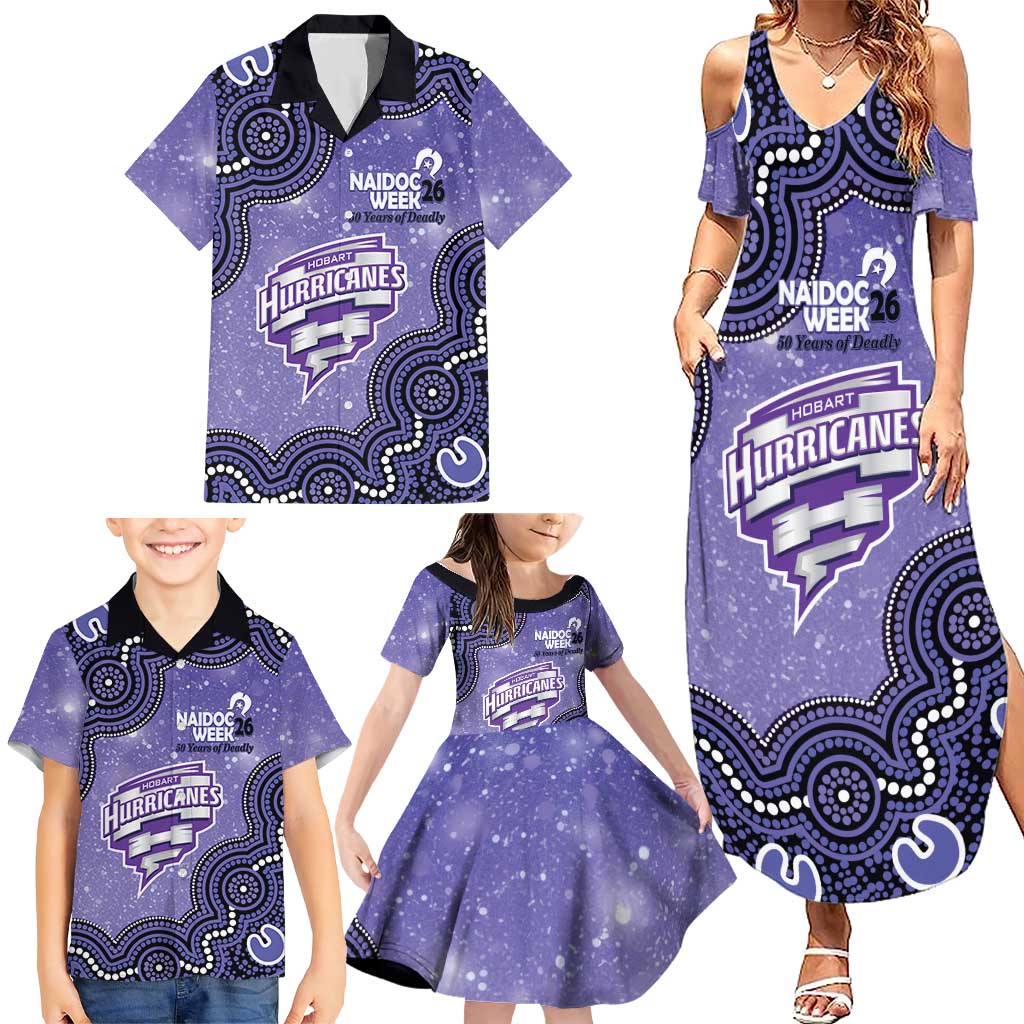 Hobart Hurricanes NAIDOC Week 2026 Custom Family Matching Summer Maxi Dress and Hawaiian Shirt 50 Years Deadly Indigenous Art Glitter Effect