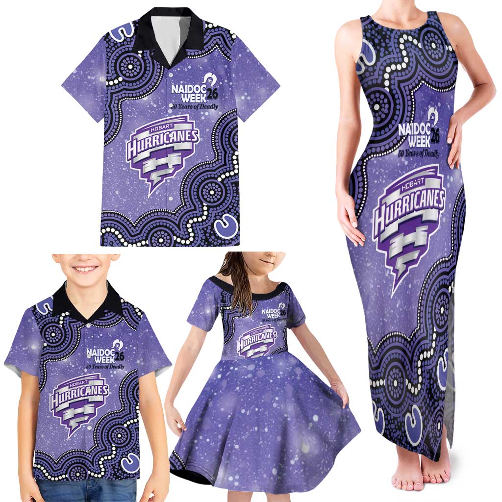 Hobart Hurricanes NAIDOC Week 2026 Custom Family Matching Tank Maxi Dress and Hawaiian Shirt 50 Years Deadly Indigenous Art Glitter Effect