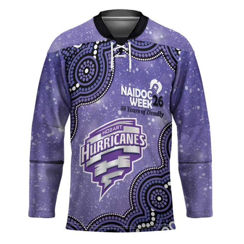 Hobart Hurricanes NAIDOC Week 2026 Custom Hockey Jersey 50 Years Deadly Indigenous Art Glitter Effect