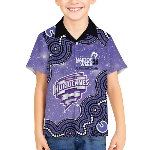 Hobart Hurricanes NAIDOC Week 2026 Custom Kid Hawaiian Shirt 50 Years Deadly Indigenous Art Glitter Effect