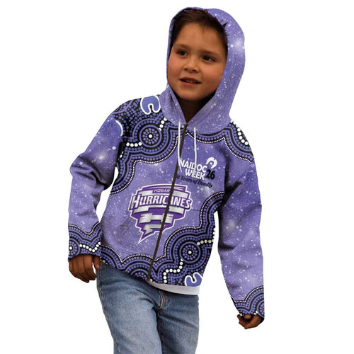 Hobart Hurricanes NAIDOC Week 2026 Custom Kid Hoodie 50 Years Deadly Indigenous Art Glitter Effect