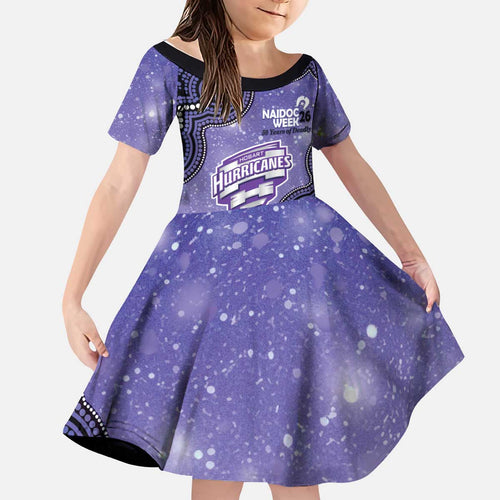 Hobart Hurricanes NAIDOC Week 2026 Custom Kid Short Sleeve Dress 50 Years Deadly Indigenous Art Glitter Effect