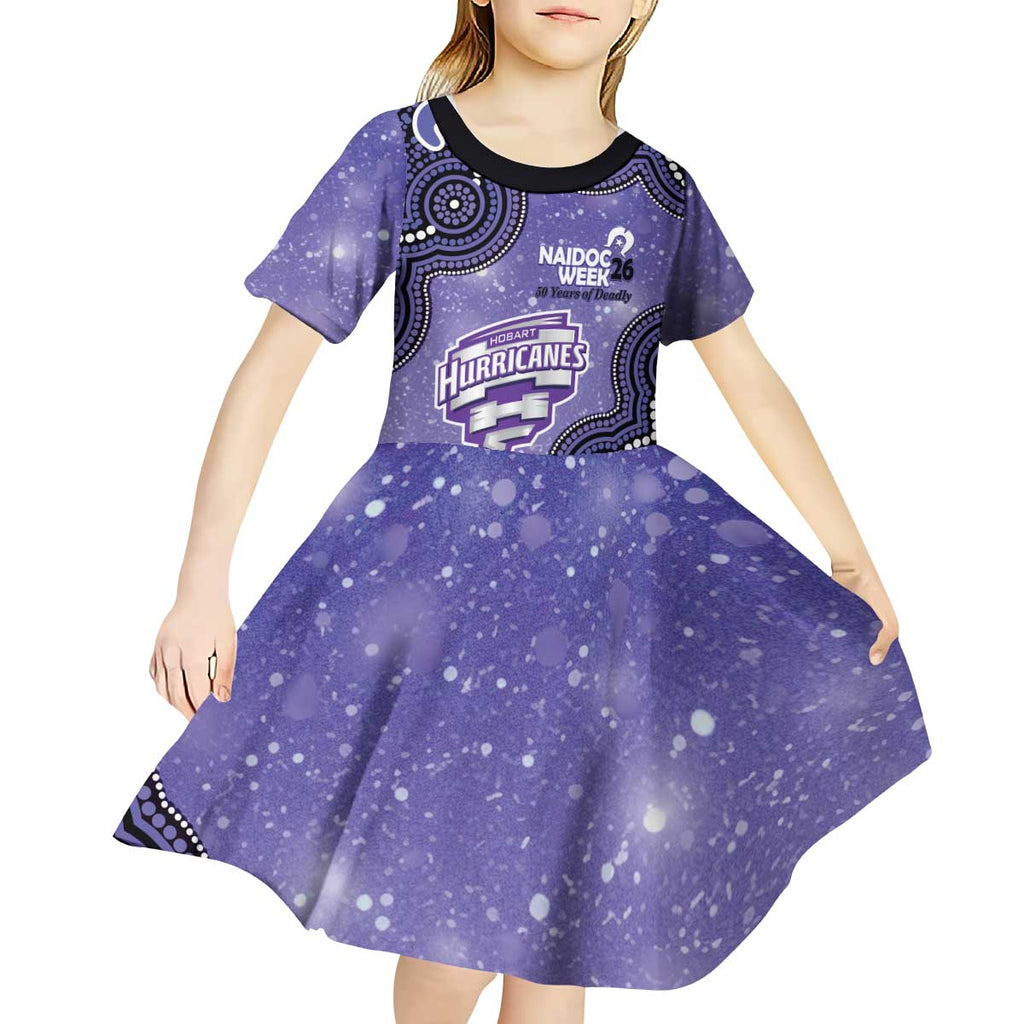 Hobart Hurricanes NAIDOC Week 2026 Custom Kid Short Sleeve Dress 50 Years Deadly Indigenous Art Glitter Effect