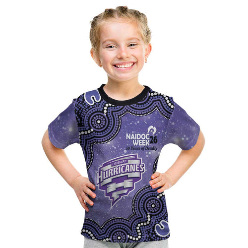Hobart Hurricanes NAIDOC Week 2026 Custom Kid T Shirt 50 Years Deadly Indigenous Art Glitter Effect