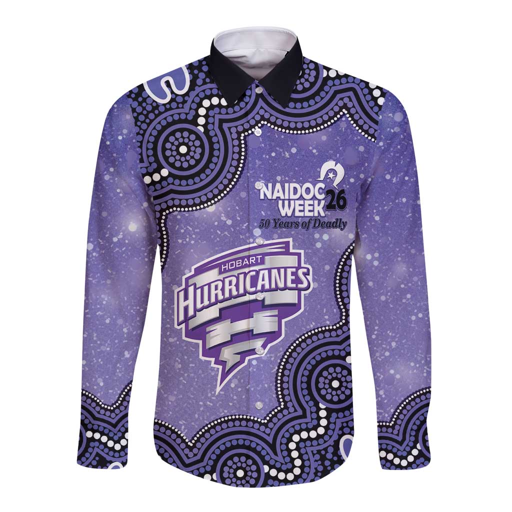 Hobart Hurricanes NAIDOC Week 2026 Custom Long Sleeve Button Shirt 50 Years Deadly Indigenous Art Glitter Effect