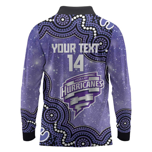 Hobart Hurricanes NAIDOC Week 2026 Custom Long Sleeve Polo Shirt 50 Years Deadly Indigenous Art Glitter Effect