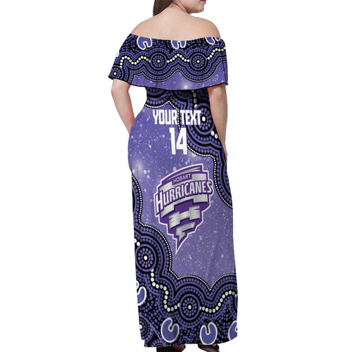 Hobart Hurricanes NAIDOC Week 2026 Custom Off Shoulder Maxi Dress 50 Years Deadly Indigenous Art Glitter Effect