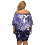 Hobart Hurricanes NAIDOC Week 2026 Custom Off Shoulder Short Dress 50 Years Deadly Indigenous Art Glitter Effect