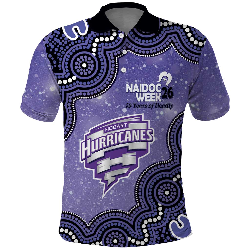Hobart Hurricanes NAIDOC Week 2026 Custom Polo Shirt 50 Years Deadly Indigenous Art Glitter Effect