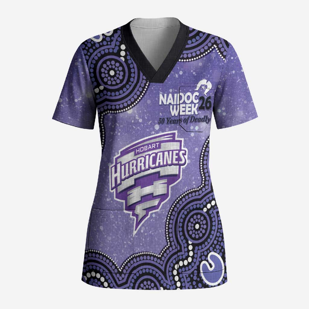 Hobart Hurricanes NAIDOC Week 2026 Custom Scrub Top 50 Years Deadly Indigenous Art Glitter Effect