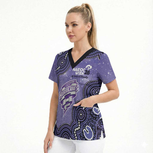 Hobart Hurricanes NAIDOC Week 2026 Custom Scrub Top 50 Years Deadly Indigenous Art Glitter Effect