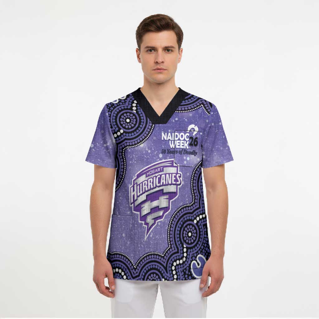 Hobart Hurricanes NAIDOC Week 2026 Custom Scrub Top 50 Years Deadly Indigenous Art Glitter Effect