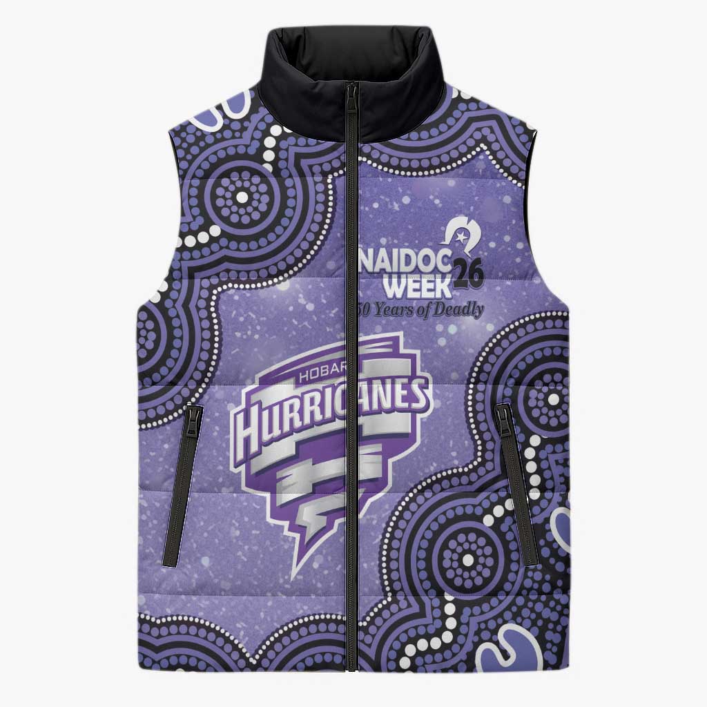 Hobart Hurricanes NAIDOC Week 2026 Custom Sleeveless Puffer Jacket 50 Years Deadly Indigenous Art Glitter Effect