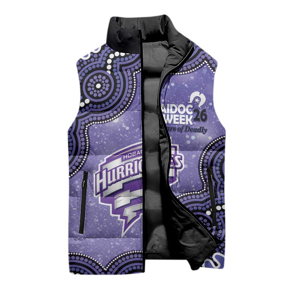 Hobart Hurricanes NAIDOC Week 2026 Custom Sleeveless Puffer Jacket 50 Years Deadly Indigenous Art Glitter Effect