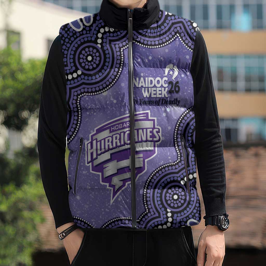 Hobart Hurricanes NAIDOC Week 2026 Custom Sleeveless Puffer Jacket 50 Years Deadly Indigenous Art Glitter Effect