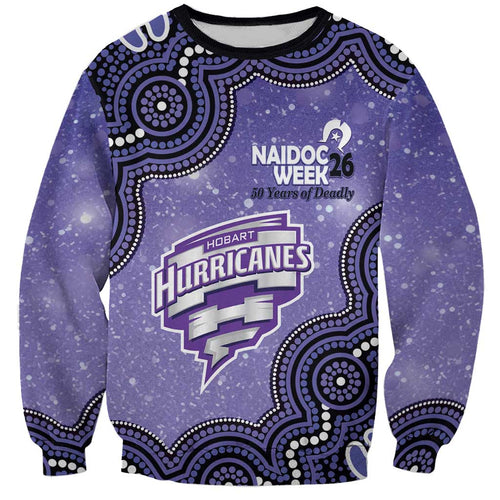 Hobart Hurricanes NAIDOC Week 2026 Custom Sweatshirt 50 Years Deadly Indigenous Art Glitter Effect