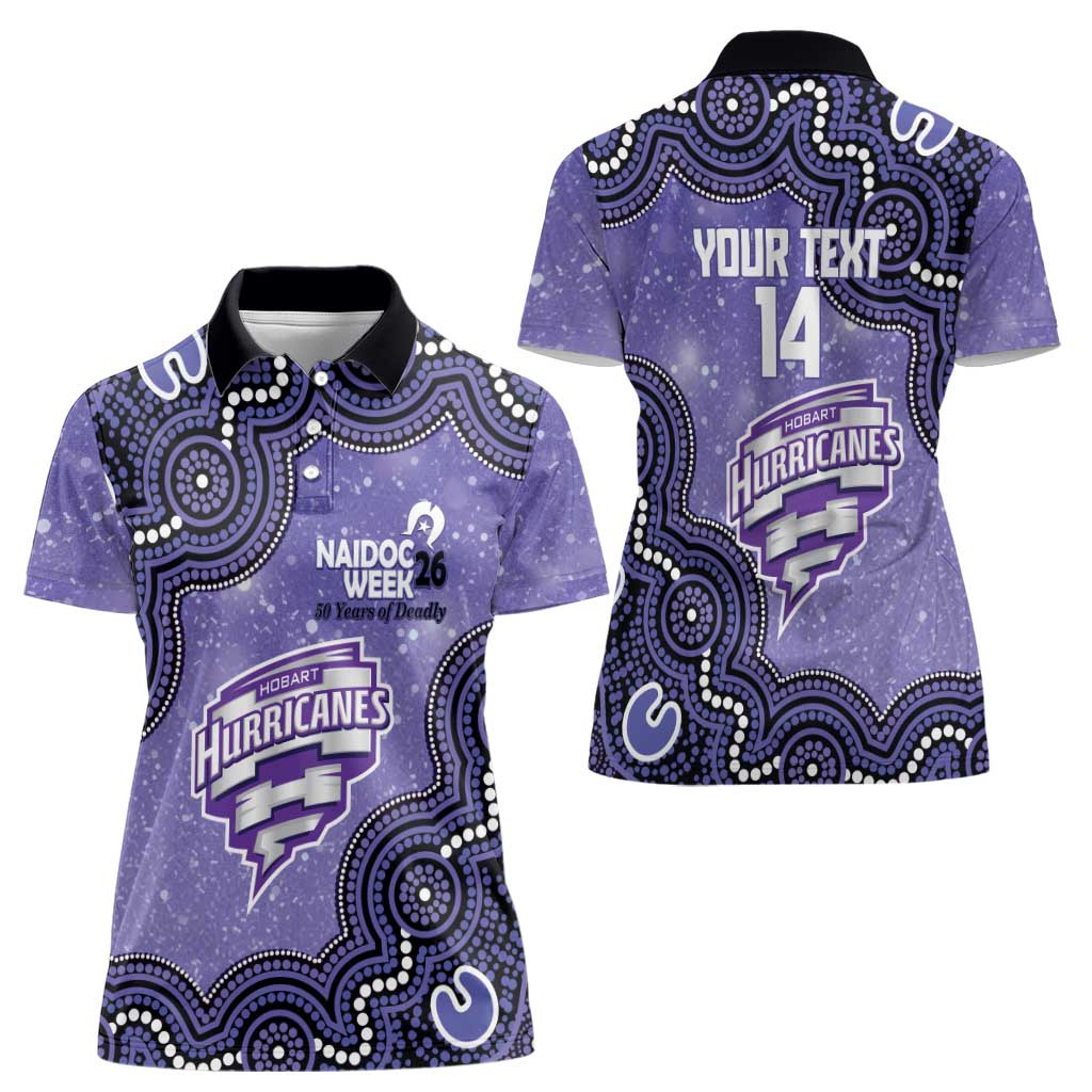 Hobart Hurricanes NAIDOC Week 2026 Custom Women Polo Shirt 50 Years Deadly Indigenous Art Glitter Effect