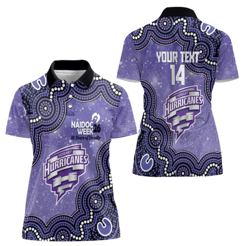 Hobart Hurricanes NAIDOC Week 2026 Custom Women Polo Shirt 50 Years Deadly Indigenous Art Glitter Effect