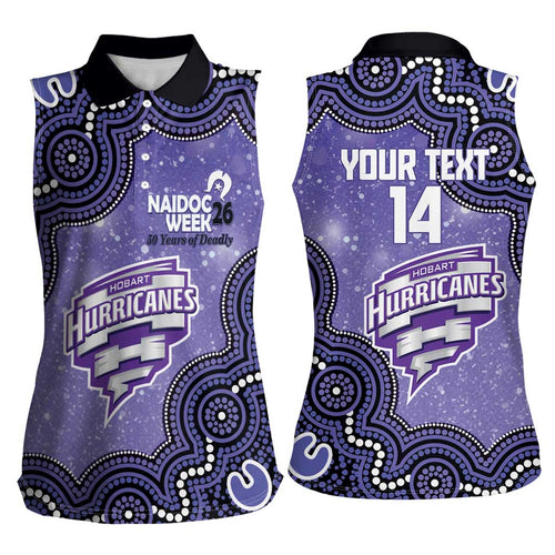 Hobart Hurricanes NAIDOC Week 2026 Custom Women Sleeveless Polo Shirt 50 Years Deadly Indigenous Art Glitter Effect