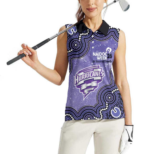 Hobart Hurricanes NAIDOC Week 2026 Custom Women Sleeveless Polo Shirt 50 Years Deadly Indigenous Art Glitter Effect