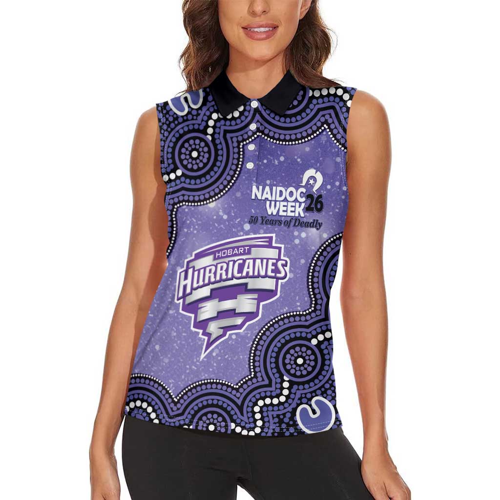 Hobart Hurricanes NAIDOC Week 2026 Custom Women Sleeveless Polo Shirt 50 Years Deadly Indigenous Art Glitter Effect