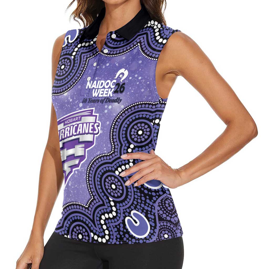 Hobart Hurricanes NAIDOC Week 2026 Custom Women Sleeveless Polo Shirt 50 Years Deadly Indigenous Art Glitter Effect