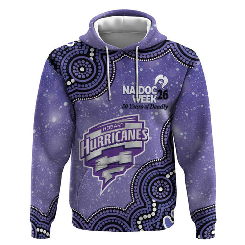 Hobart Hurricanes NAIDOC Week 2026 Custom Zip Hoodie 50 Years Deadly Indigenous Art Glitter Effect