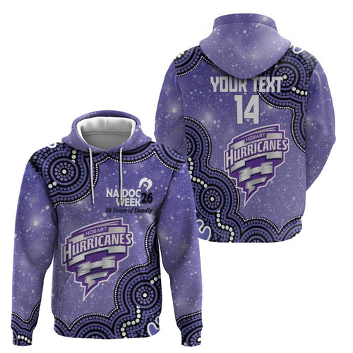 Hobart Hurricanes NAIDOC Week 2026 Custom Zip Hoodie 50 Years Deadly Indigenous Art Glitter Effect