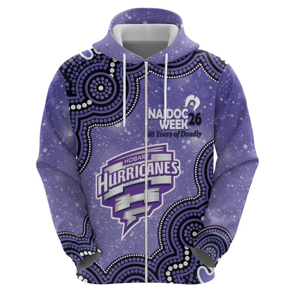 Hobart Hurricanes NAIDOC Week 2026 Custom Zip Hoodie 50 Years Deadly Indigenous Art Glitter Effect