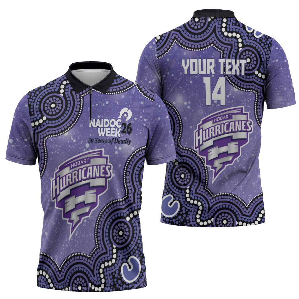 Hobart Hurricanes NAIDOC Week 2026 Custom Zipper Polo Shirt 50 Years Deadly Indigenous Art Glitter Effect