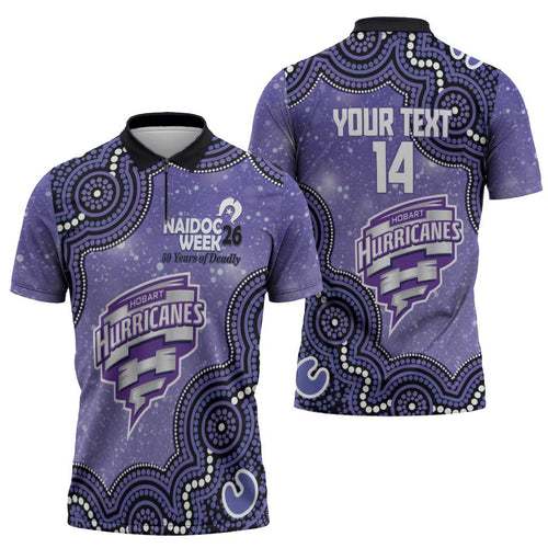Hobart Hurricanes NAIDOC Week 2026 Custom Zipper Polo Shirt 50 Years Deadly Indigenous Art Glitter Effect