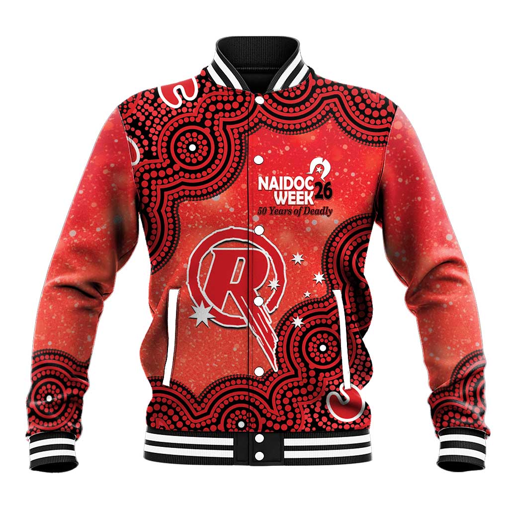 Melbourne Renegades NAIDOC Week 2026 Custom Baseball Jacket 50 Years Deadly Indigenous Art Glitter Effect