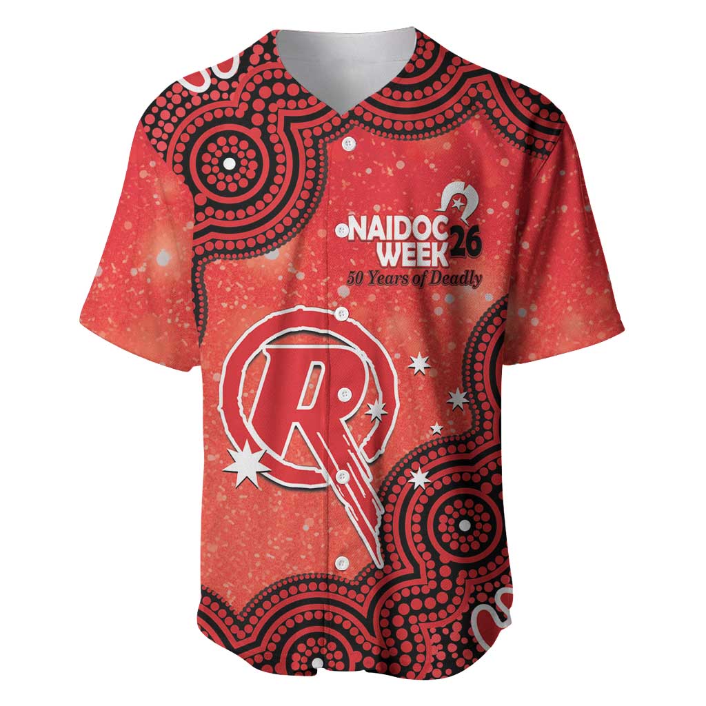 Melbourne Renegades NAIDOC Week 2026 Custom Baseball Jersey 50 Years Deadly Indigenous Art Glitter Effect