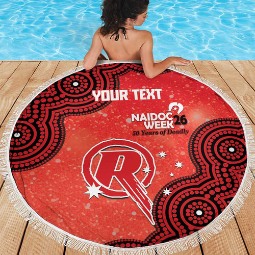 Melbourne Renegades NAIDOC Week 2026 Custom Beach Blanket 50 Years Deadly Indigenous Art Glitter Effect