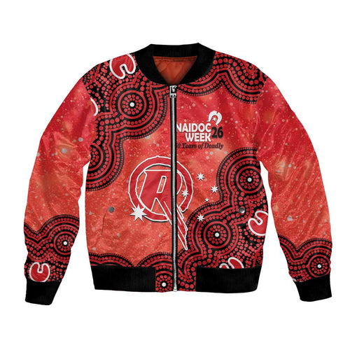 Melbourne Renegades NAIDOC Week 2026 Custom Bomber Jacket 50 Years Deadly Indigenous Art Glitter Effect