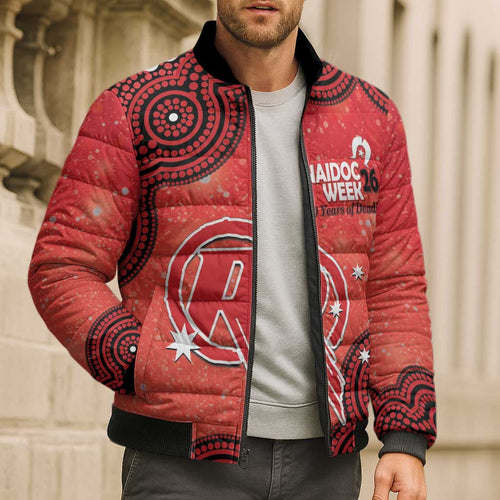 Melbourne Renegades NAIDOC Week 2026 Custom Bomber Puffer Jacket 50 Years Deadly Indigenous Art Glitter Effect