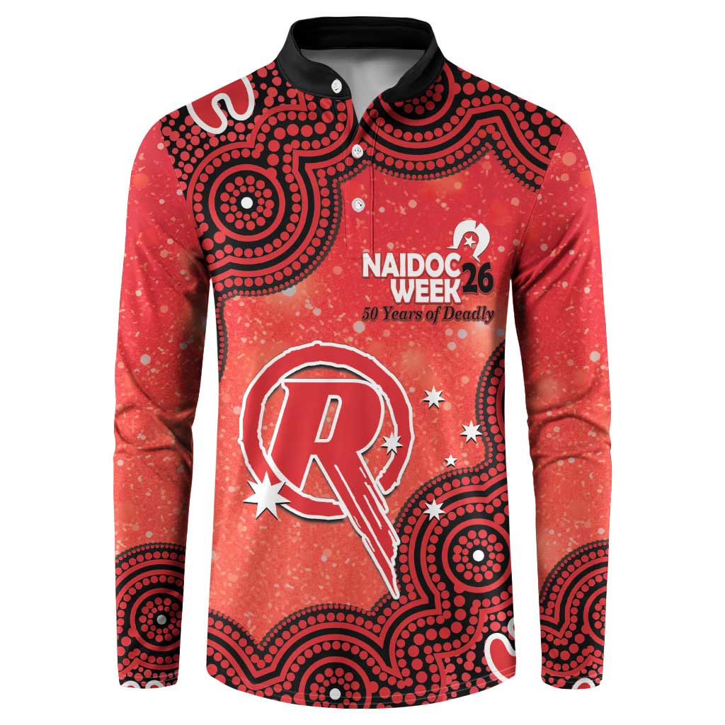 Melbourne Renegades NAIDOC Week 2026 Custom Button Sweatshirt 50 Years Deadly Indigenous Art Glitter Effect
