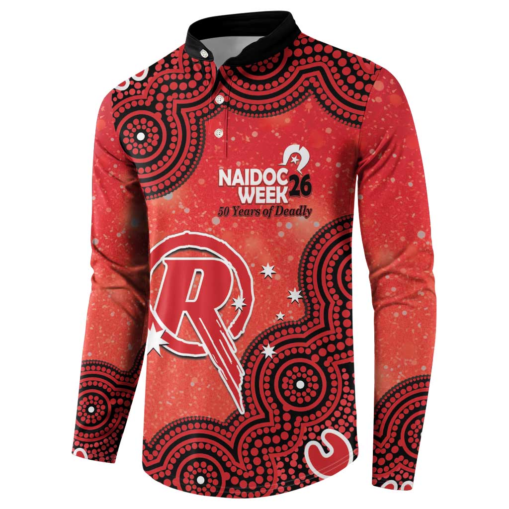Melbourne Renegades NAIDOC Week 2026 Custom Button Sweatshirt 50 Years Deadly Indigenous Art Glitter Effect